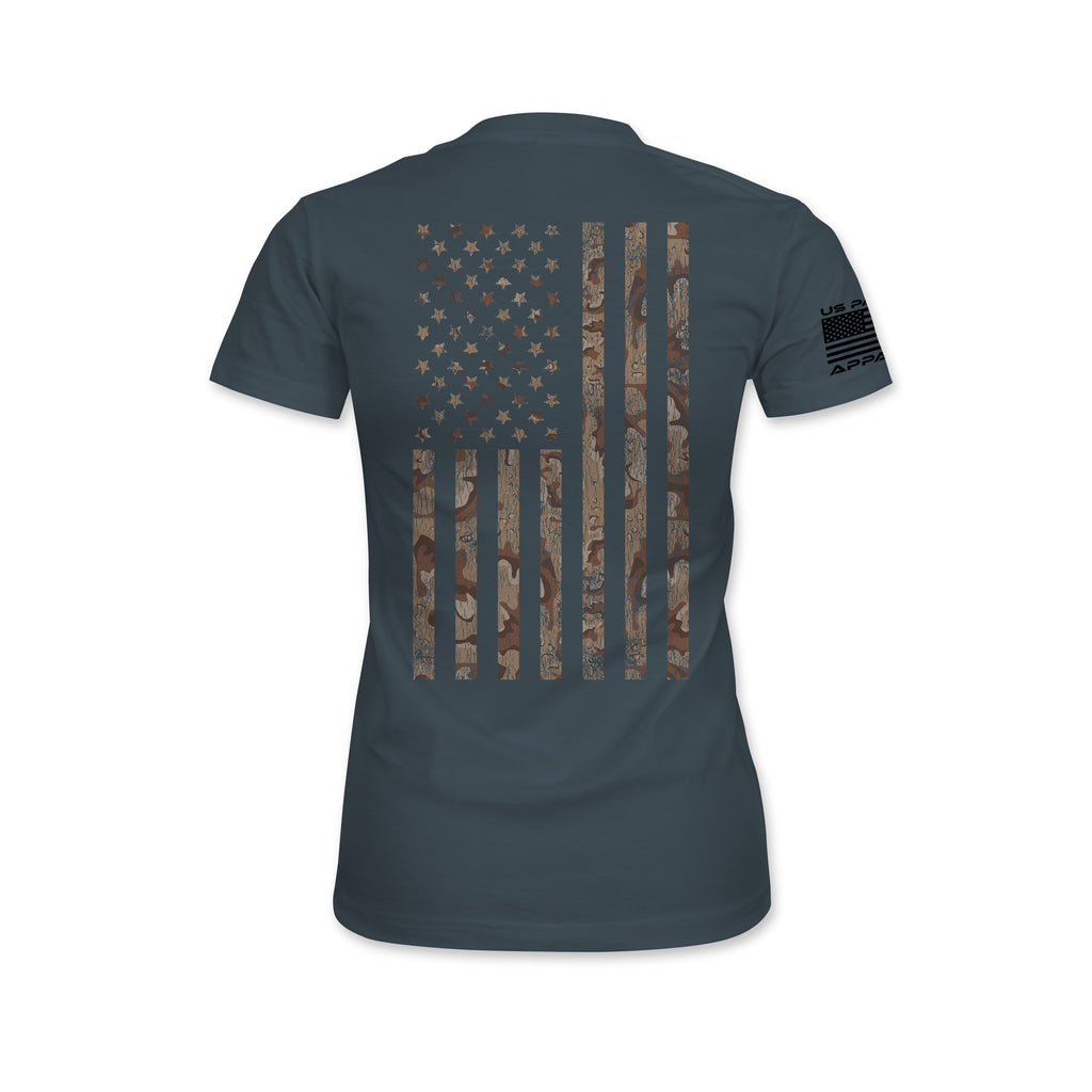 Camo American Flag Back Print T-Shirt