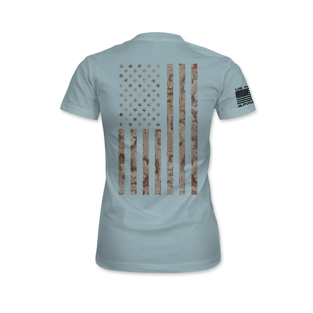 Camo American Flag Back Print T-Shirt
