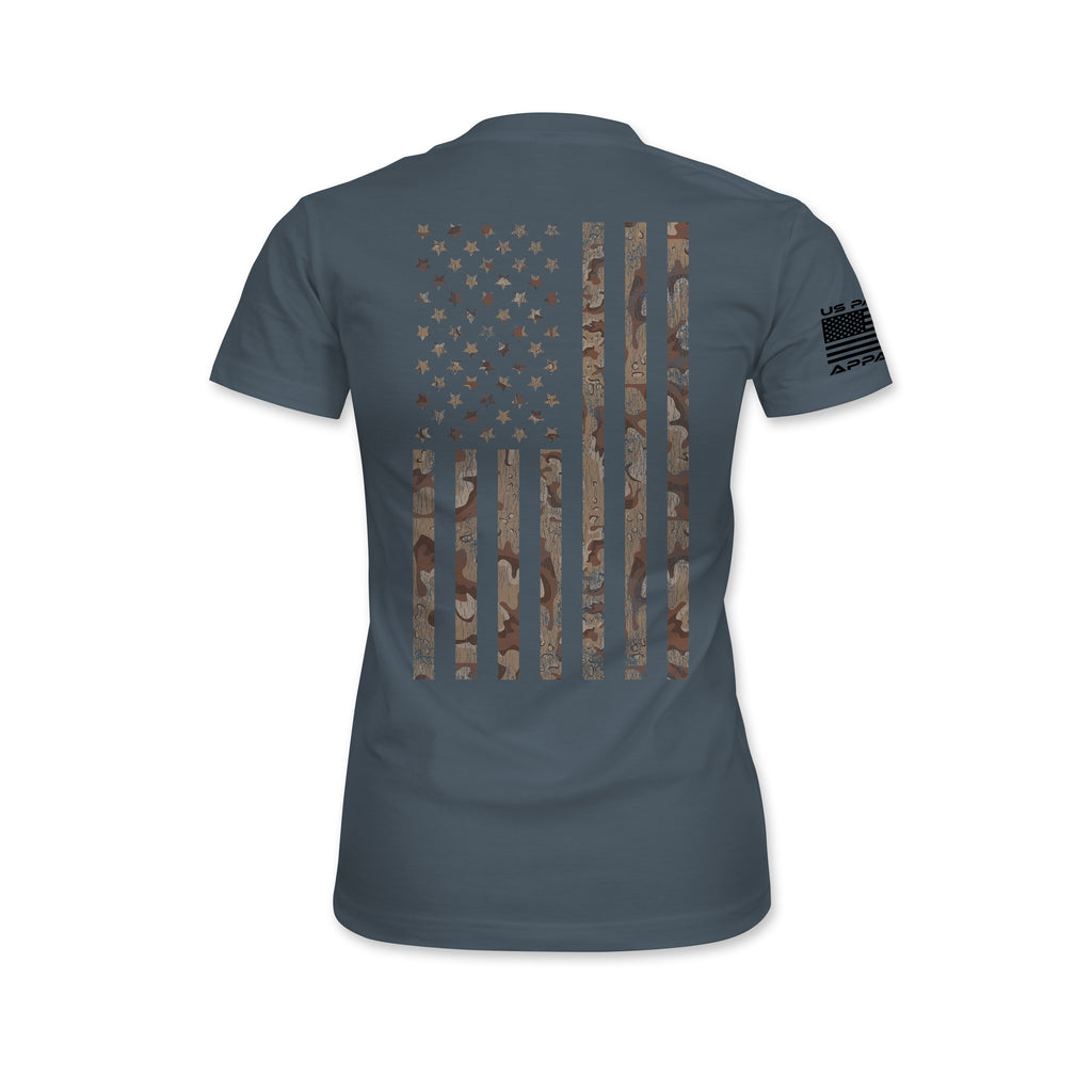 Camo American Flag Back Print T-Shirt