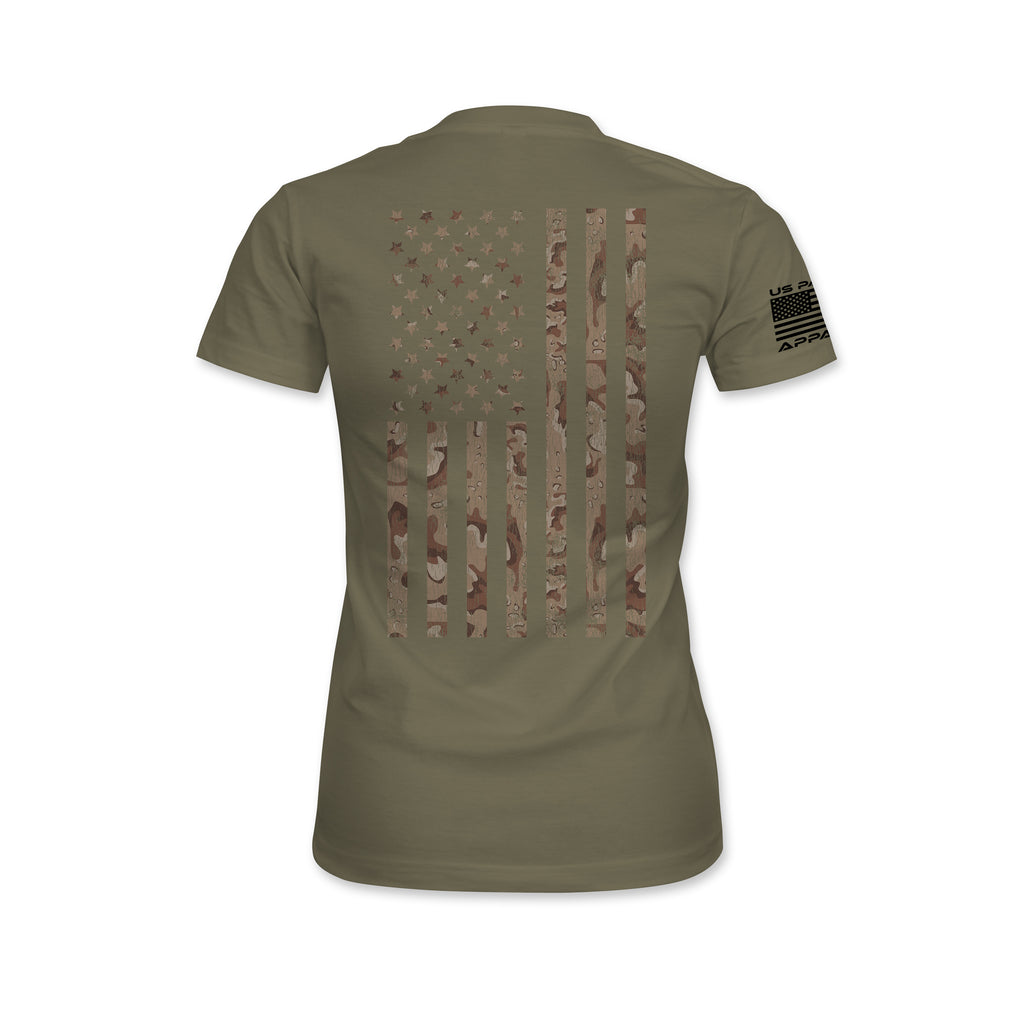 Camo American Flag Back Print T-Shirt
