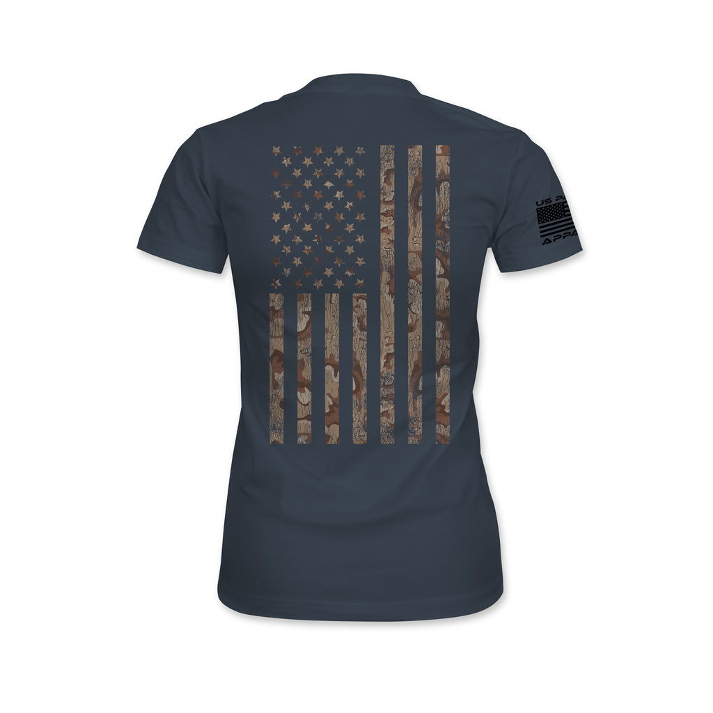 Camo American Flag Back Print T-Shirt