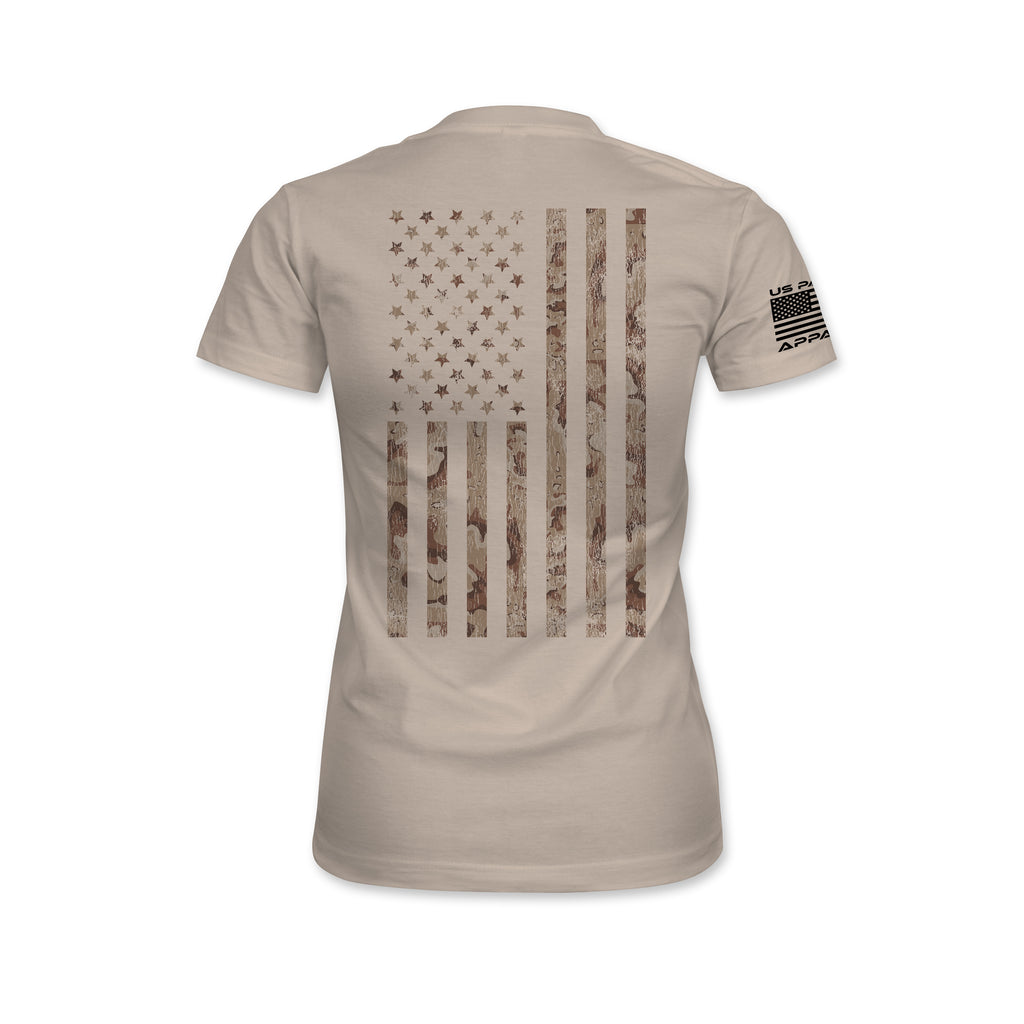 Camo American Flag Back Print T-Shirt
