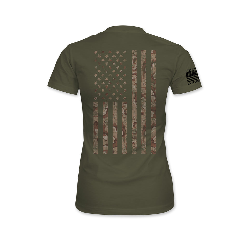 Camo American Flag Back Print T-Shirt