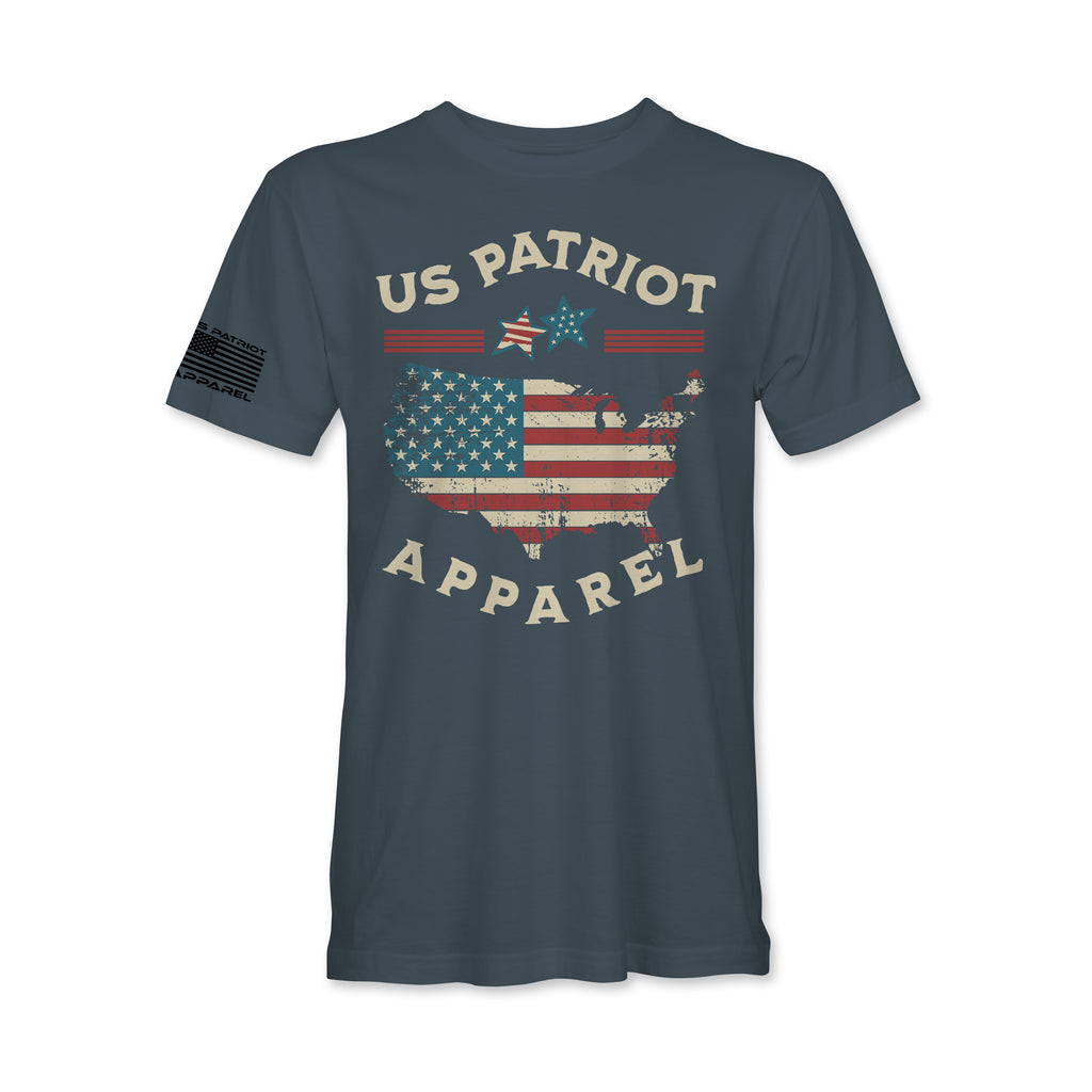 USA Flag Distressed Map Graphic T-Shirt