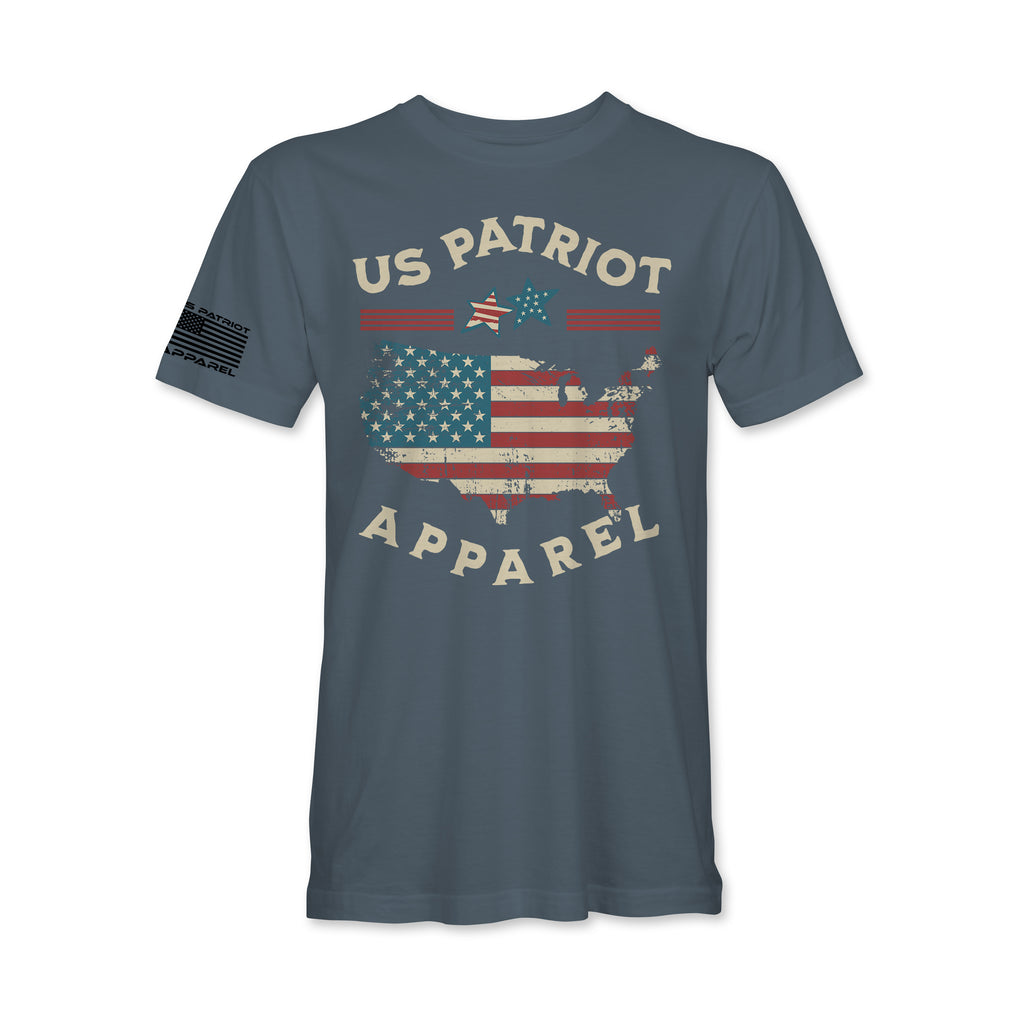 USA Flag Distressed Map Graphic T-Shirt