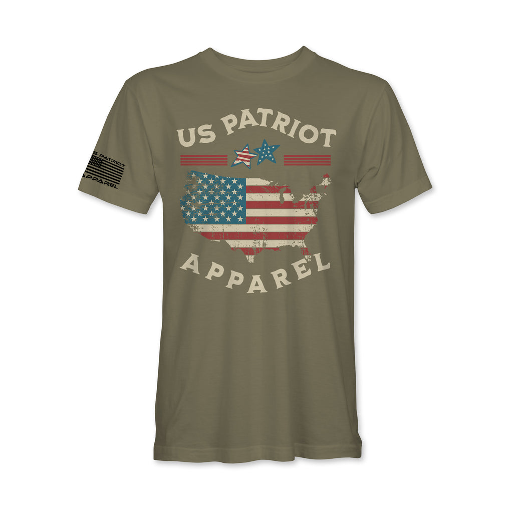 USA Flag Distressed Map Graphic T-Shirt