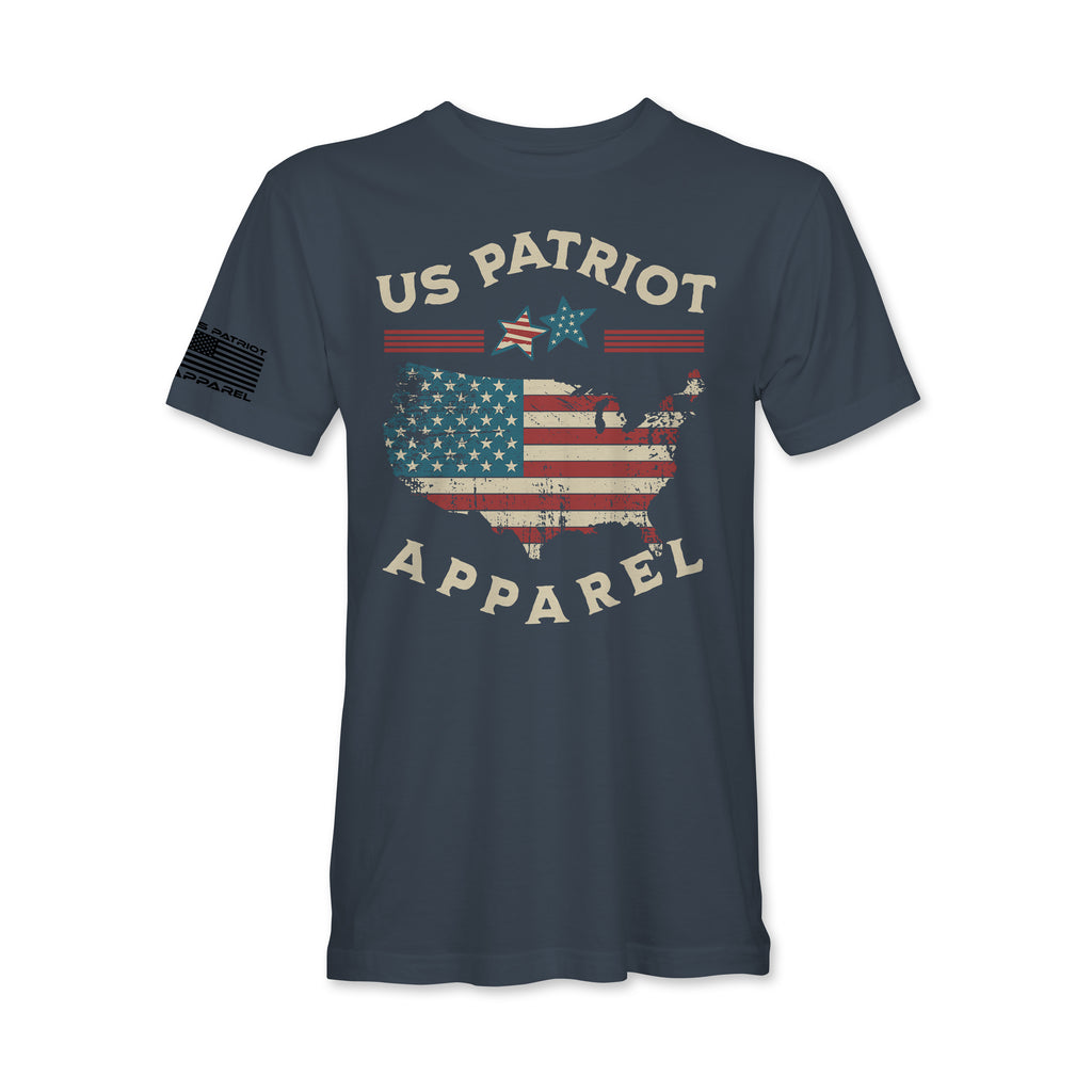 USA Flag Distressed Map Graphic T-Shirt