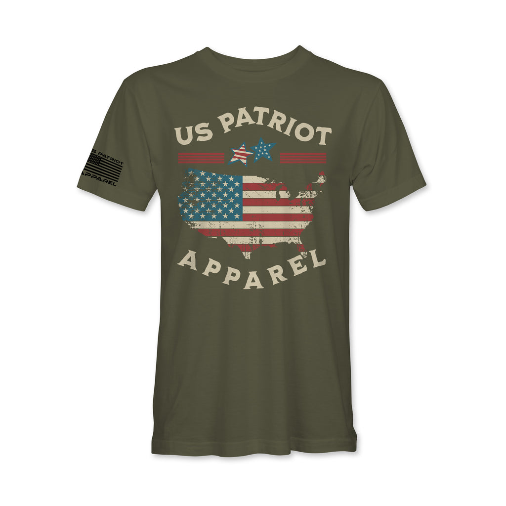USA Flag Distressed Map Graphic T-Shirt